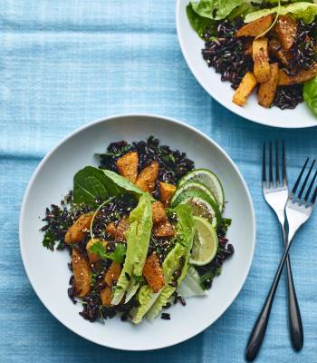 Butternut squash and black rice bowl