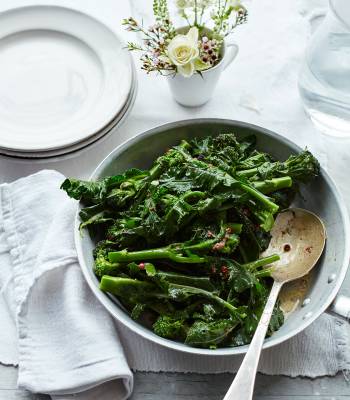 Purple sprouting broccoli with anchovy butter