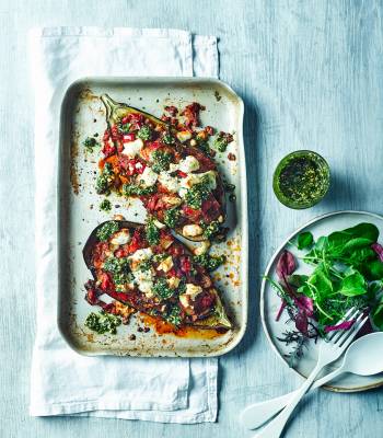 Ratatouille-stuffed aubergine