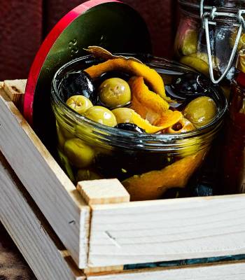 Fennel and orange marinated olives