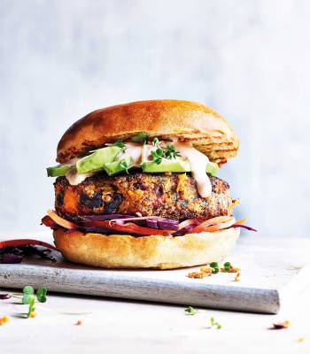 Smoky black bean and sweet potato vegan burgers