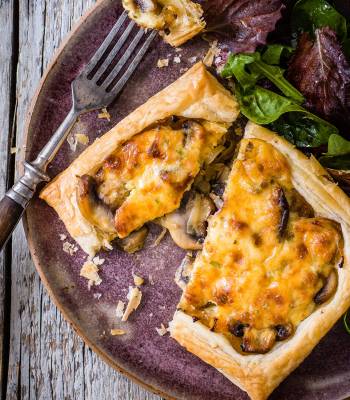 Mushroom, caramelised onion and Gruyère tarts