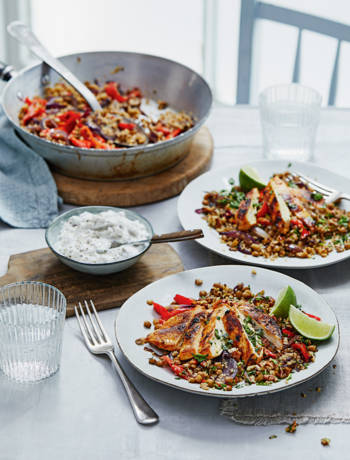 Chicken, lentil and quinoa pilaf
