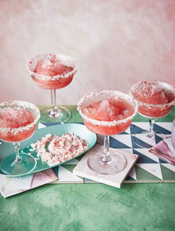 Lychee, strawberry and rose frosé