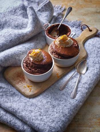 Lighter chocolate-orange soufflés