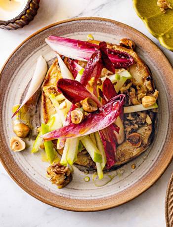 Baked and caramelised celeriac with smoked garlic