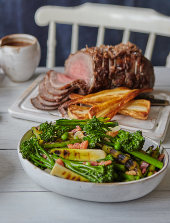 Sponsored: Tenderstem® broccoli with griddled leaks, lardons and peas