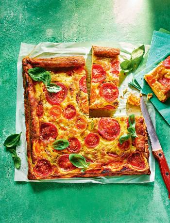 Summer tomato and anchovy slice