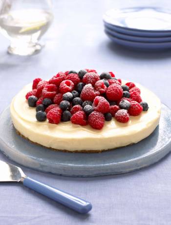 Heavenly lemon cheesecake on a ginger crust