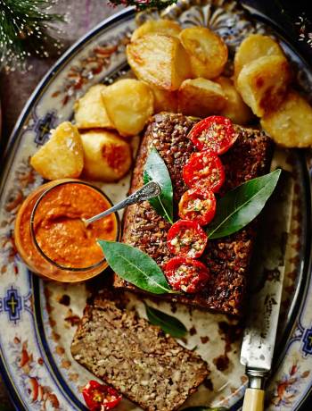 Brazil nut & chestnut roast with smoky chipotle-chilli sauce
