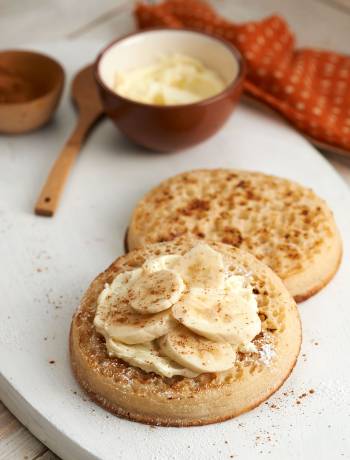 Sweet banana and spice crumpets