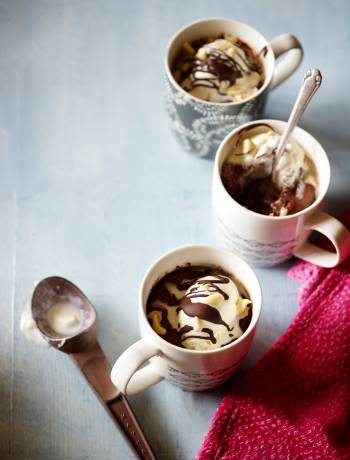 Chocolate and peanut butter mug cake