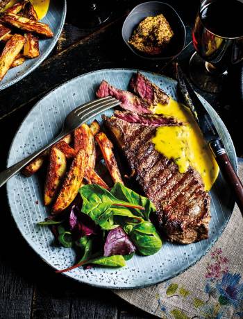 Sirloin steaks with rosemary fries and cheat’s Béarnaise