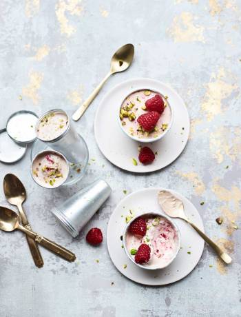Raspberry and rose kulfi