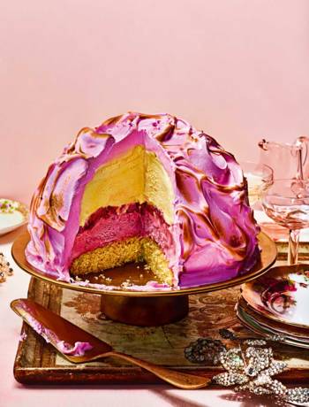 Strawberry ice-cream bombe
