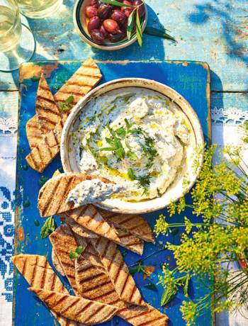 Feta and charred spring onion tzatziki