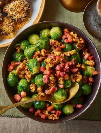 Brussels sprouts with pancetta and walnuts