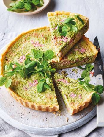 Pea, ham and mint quiche