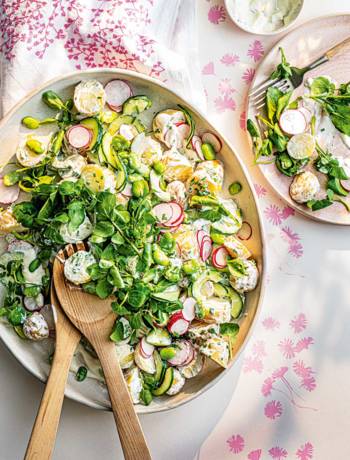 Watercress and potato salad with horseradish dressing