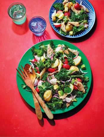 Smoked mackerel, kale and potato salad