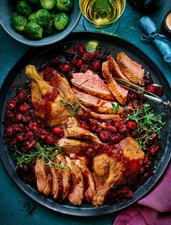 Cranberry and balsamic spatchcock duck