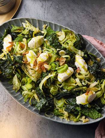 Winter greens medley with mascarpone and crispy garlic