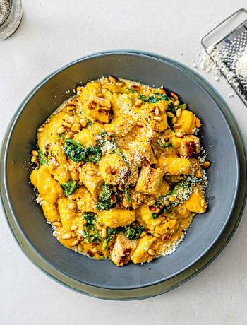 Squash gnocchi with chicken sausage