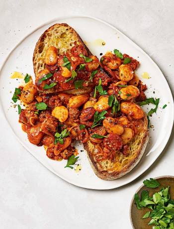 Cheat's fabada on toast