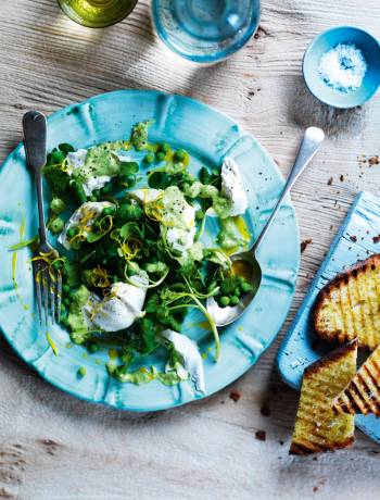 Buffalo mozzarella and pea salad 