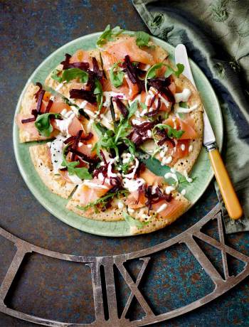 Sharing ‘blini’ with smoked salmon and beetroot 