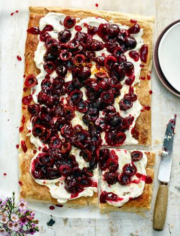 Cheat’s cherry Bakewell tart