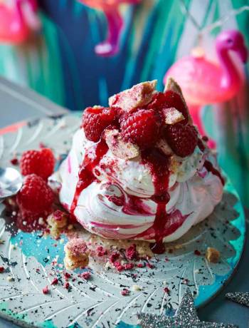 Raspberry and shortbread pavlovas