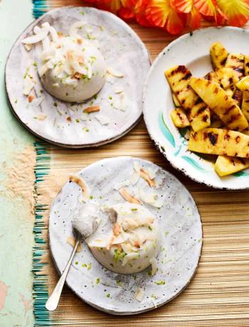 Coconut haupia with griddled pineapple