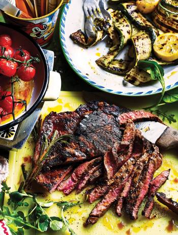 Coffee and rum-marinated steaks