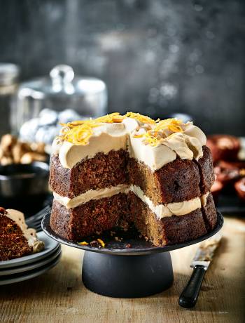 Buckwheat carrot cake with brown sugar cream cheese icing 