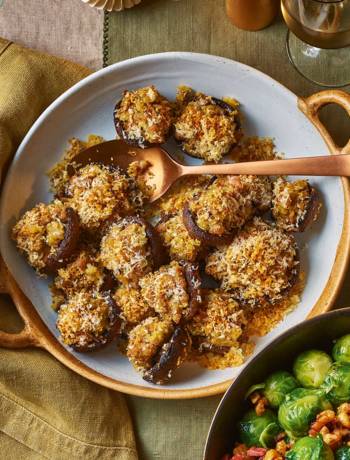 Sausage-stuffed portobello mushrooms