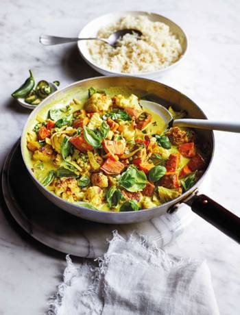 Coconut cauli and sweet potato curry