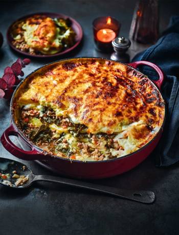Creamy pork and potato lasagne