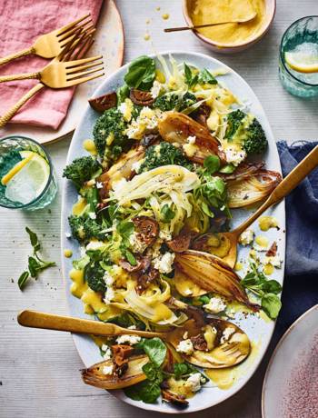 Roasted shallot, feta and pickled walnut salad