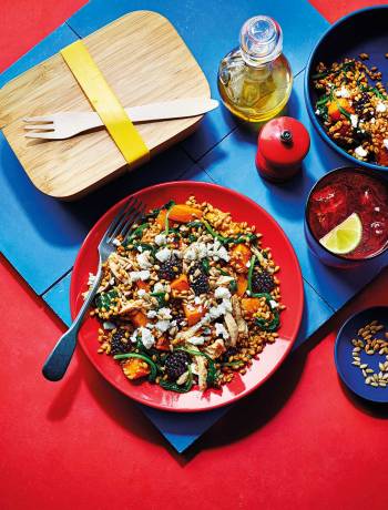 Chicken, squash and blackberry spelt salad