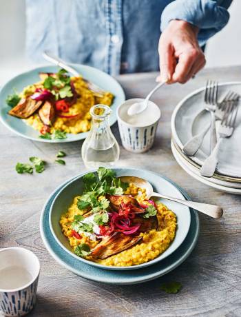 Dhal with roasted aubergine