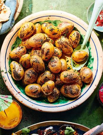 Barbecued new potatoes with brown butter and celery salt