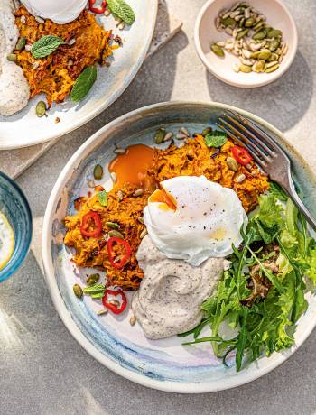 Baked sweet potato and carrot fritters