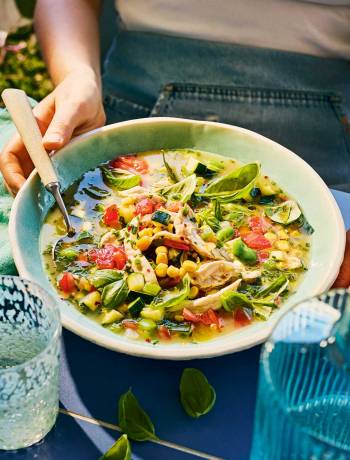 Chicken succotash broth