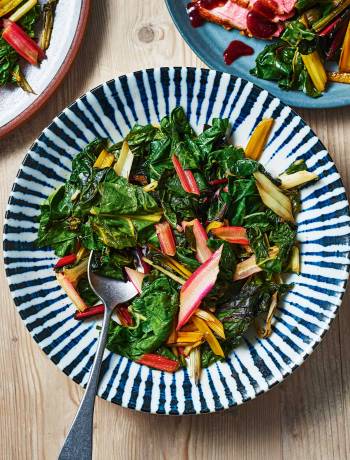 Rainbow chard in garlic butter