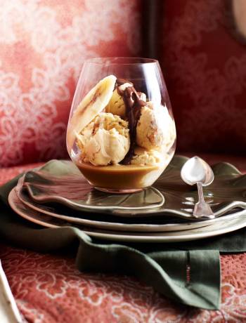 Peanut butter parfait with chocolate butterscotch