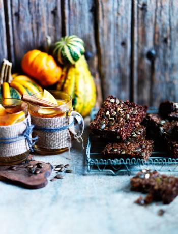 Pumpkin seed, black treacle and ginger squares