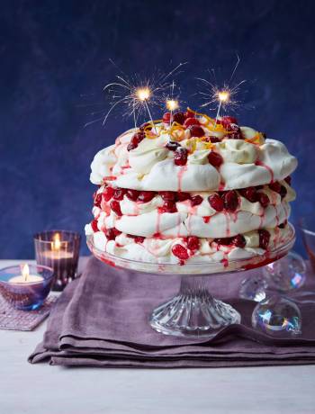 Cranberry orange meringue cake