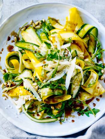 Balsamic courgette, pine nuts and Parmesan salad