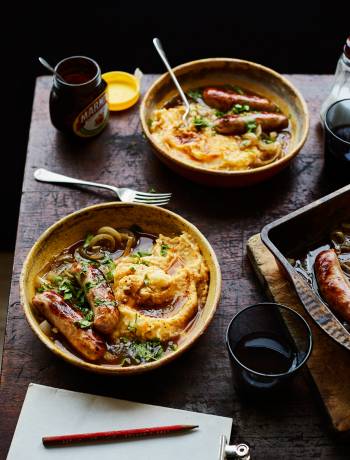 Sausages with Marmite mash
